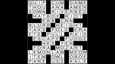 Crossword puzzle answers: March 28, 2018