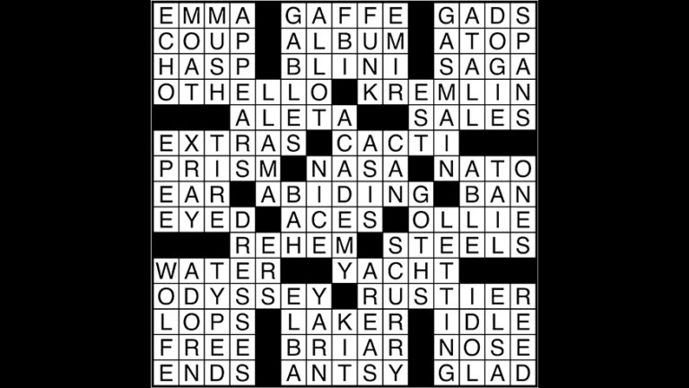 Crossword puzzle answers: November 6, 2017 - Metro US