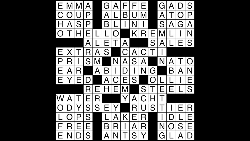 Crossword puzzle answers: November 6, 2017