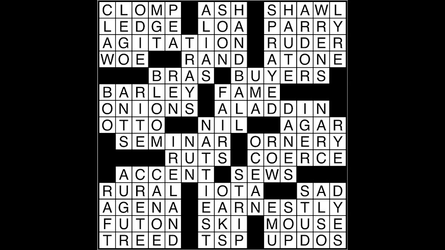 Crossword puzzle answers: November 20, 2017
