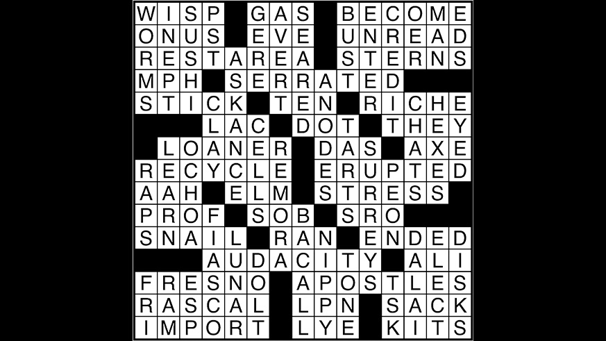 Crossword puzzle answers: November 21, 2017