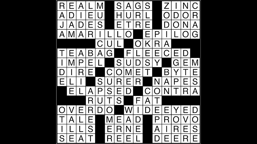Crossword puzzle answers: November 22, 2017
