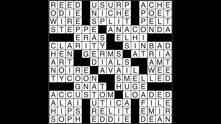 Crossword puzzle answers: October 16, 2017