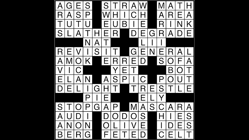 Crossword puzzle answers: October 24, 2017