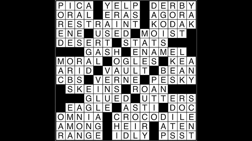 Crossword puzzle answers: October 30, 2017