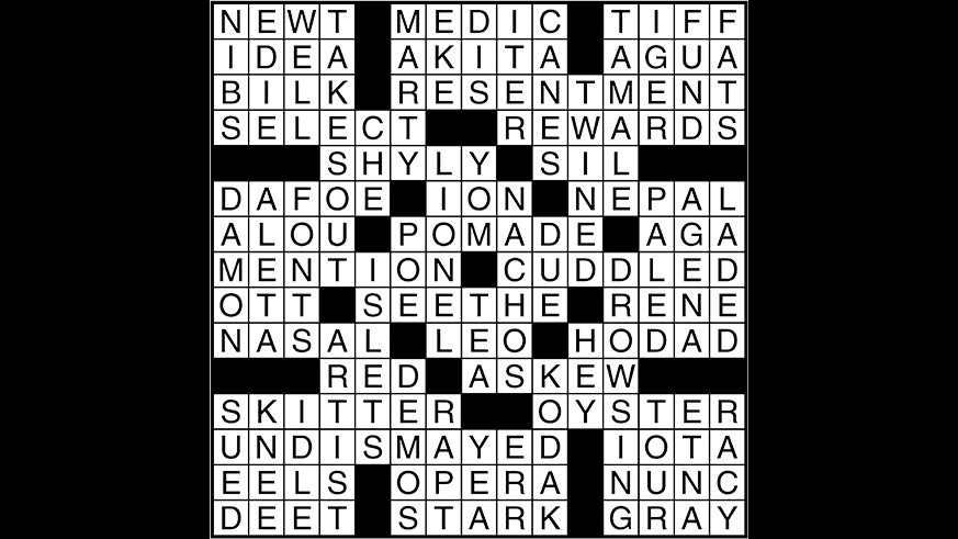 Crossword puzzle answers: September 19, 2017