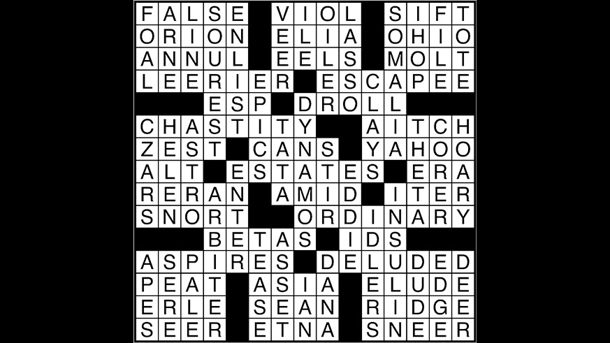 Crossword puzzle answers: September 27, 2017