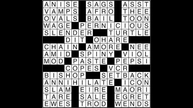 Crossword puzzle answers: September 12, 2017