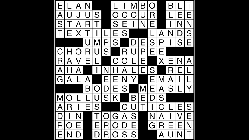 Crossword puzzle answers: September 21, 2017