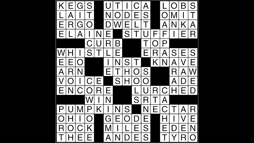 Crossword puzzle answers: September 22, 2017