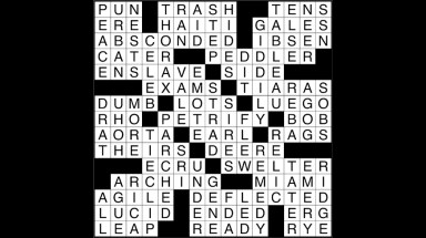 Crossword puzzle answers: September 5, 2017