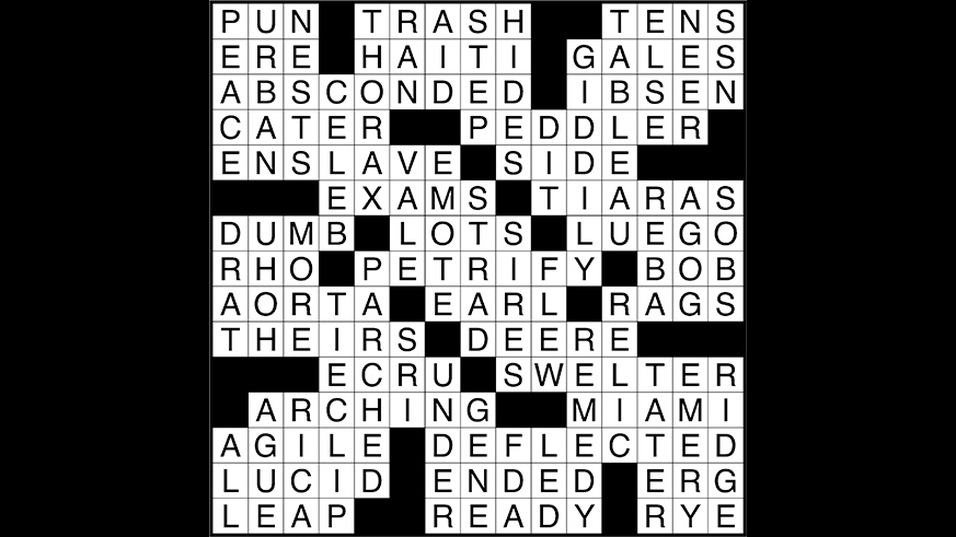 Crossword puzzle answers: September 5, 2017