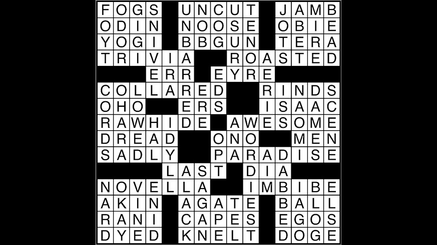 Crossword puzzle answers: September 8, 2017