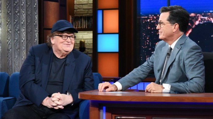 Michael Moore Trump Stephen Colbert
