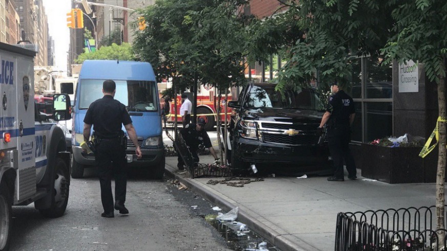 An SUV jumped a curb in Midtown Manhattan, injuring 10 pedestrians.