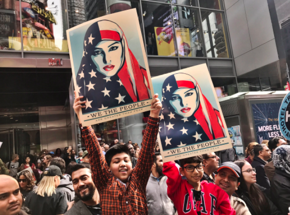 WATCH: Thousands gather in Times Square as part of #IAmAMuslimToo rally