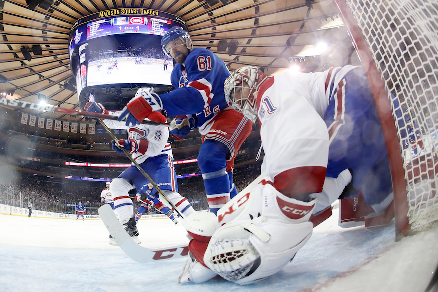 Rangers left winger Rick Nash beats Canadiens goalie Carey Price during Game 4 of the 2017 Stanley Cup playoffs' Eastern Conference quarterfinal. (Getty images)