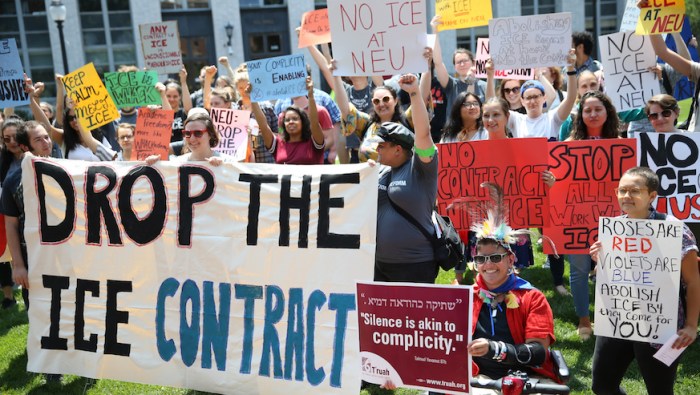 Northeastern University students protest against ICE