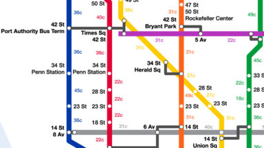 NYC subway map shows calories burned by walking