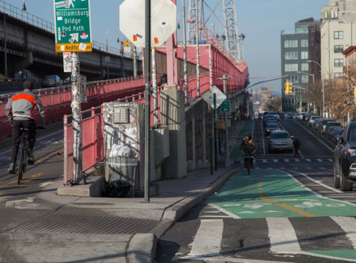 A record 25 miles of protected bike lanes were added in New York City in 2017, the Department of Transportation announced.