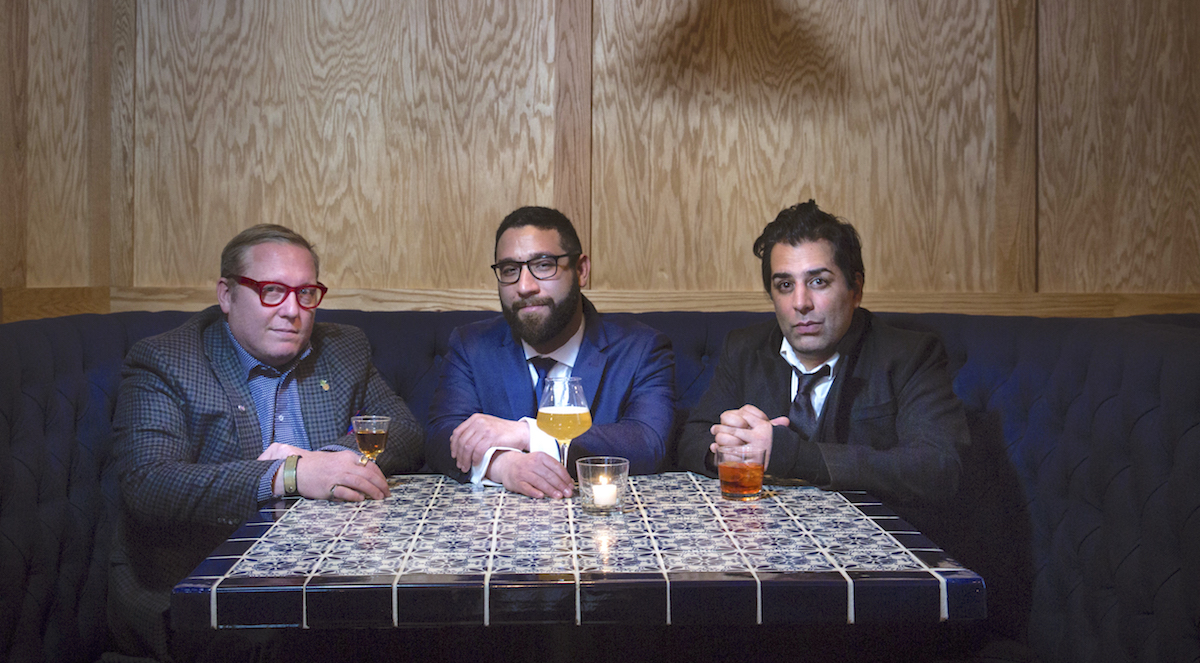 From left, Sother Teague, Max Green and Ravi DeRossi, the partners in new anti-Trump bar Coup. Photo: Benjamin Sklar
