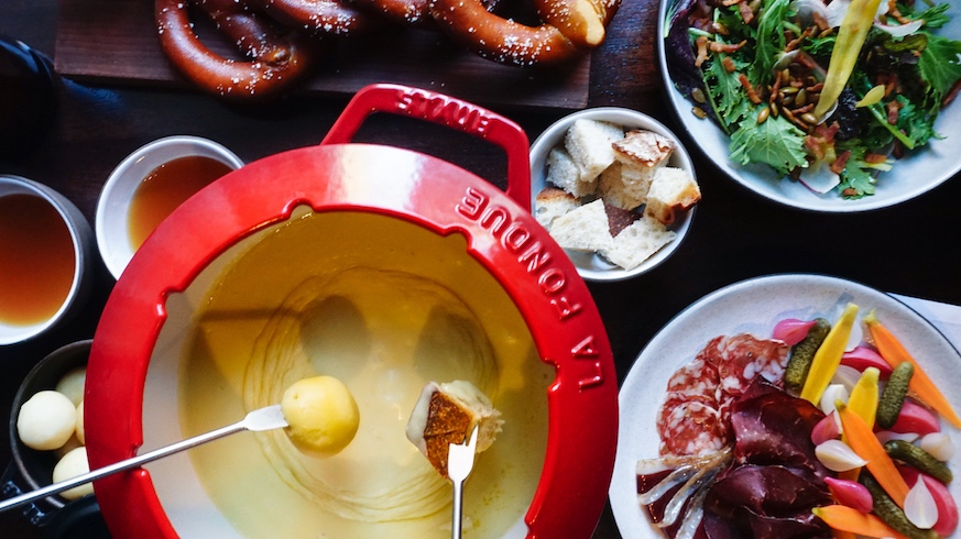 Fondue dinners are a weekly tradition in Switzerland, where chef Daniel Humm grew up and started his culinary career. Credit: The NoMad Bar