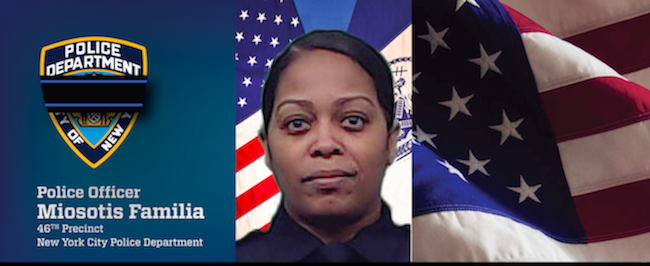 The morning after a candlelight vigil was held to commemorate the one-year anniversary of the fatal shooting of NYPD Officer Miosotis Familia, the street outside the Bronx precinct where she worked will be renamed in her honor. (NYPD)