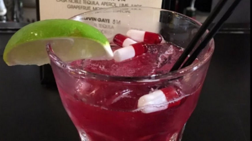 DC-based Diet Starts Monday unveiled a 'Pill Cosby' cocktail complete with empty pill capsules.