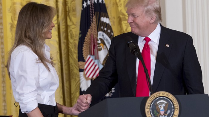 President Trump Melania Trump Holding Hands