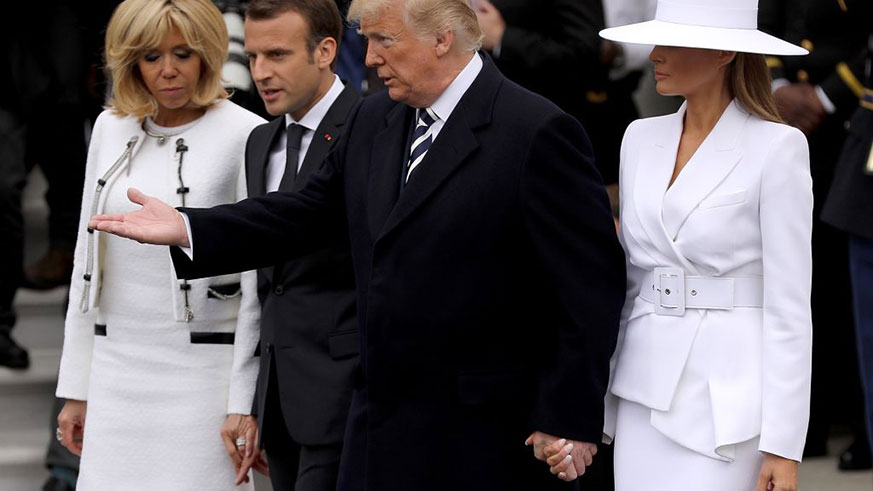 President Trump Melania Trump holding hands Macron state visit