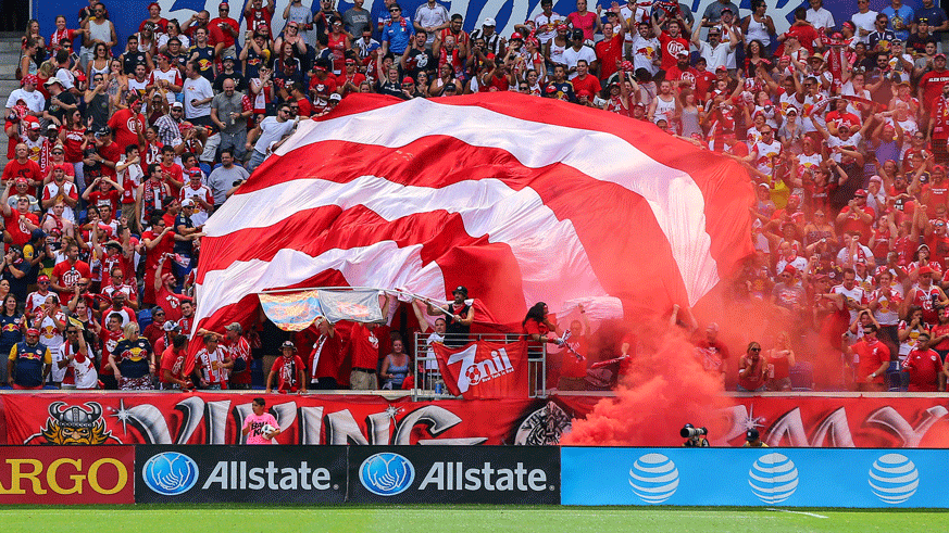 Red Bulls fans unveil a flag during a 2016 match. (Photo: Getty Images)
