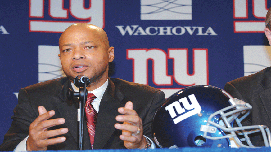 Giants general manager Jerry Reese addresses the media during a press conference. (Getty Images)