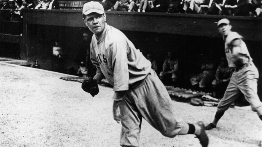 Boston Red Sox pitcher Babe Ruth warms up before a game. (Photo: Getty Images)