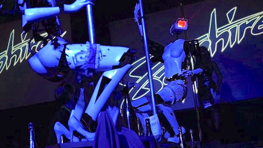 The Robo Twins in action during CES. Courtesy of Sapphire Gentlemen's Club