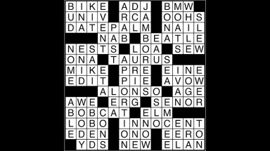 Crossword puzzle answers: May 30, 2018