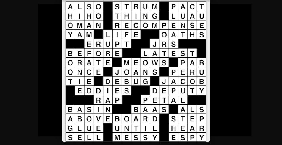 Crossword puzzle, Wander Words answers: May 31, 2019