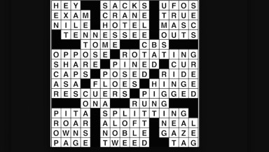 Crossword puzzle, Wander Words answers: June 4, 2019