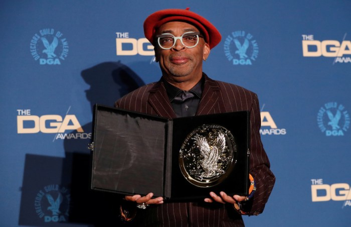 BlacKkKlansman and nominee for best director poses with nominee plaque at the Directors Guild Awards in Los Angeles, California, U.S. February 2, 2019.