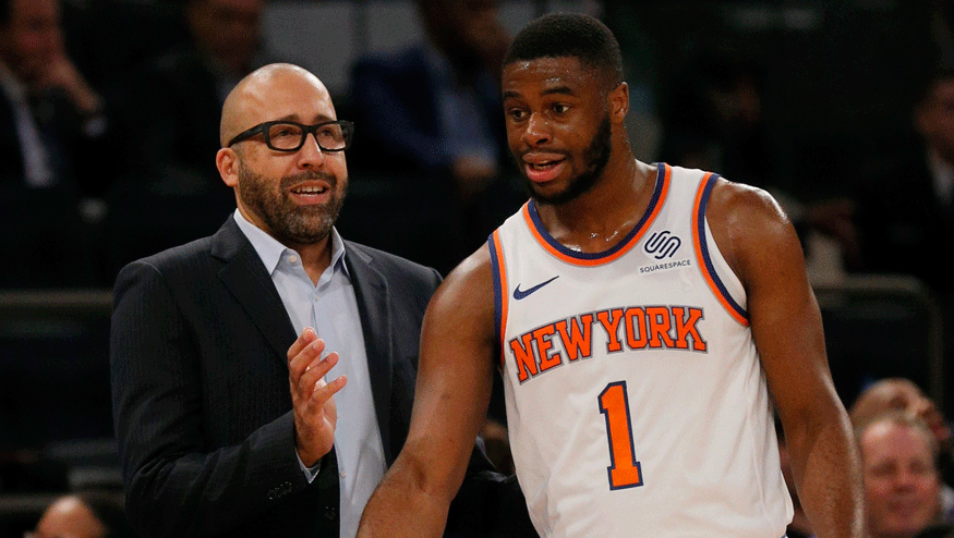 Knicks head coach David Fizdale (left) and point guard Emmanuel Mudiay (right). (Photo: Getty Images)