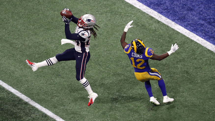 Patriots cornerback Stephon Gilmore came up with a huge interception in Super Bowl LIII. (Photo: Getty Images)