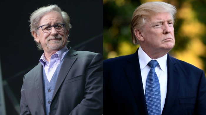 Steven Spielberg at Comic Con, Donald Trump at a press conference