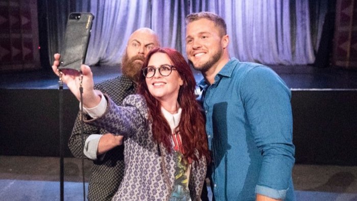 On The Bachelor season 23, episode 2, Colton Underwood was joined by Nick Offerman and Megan Mullally.
