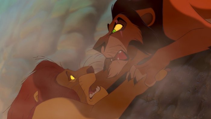 Scar about to kill Mufasa