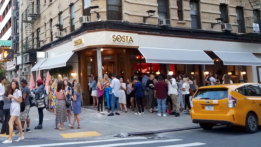 We expect this to be a pretty standard scene in front of fast-casual pasta newcomer The Sosta in Little Italy. Credit: Eva Kis