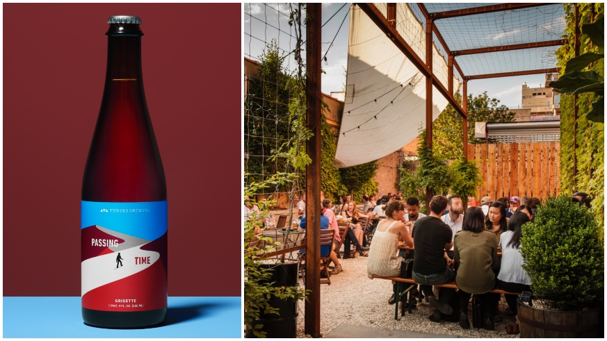 Passing Time, winner of the 2018 Best Craft Beer in New York State title, is best enjoyed in the backyard of Threes Brewing in Gowanus.