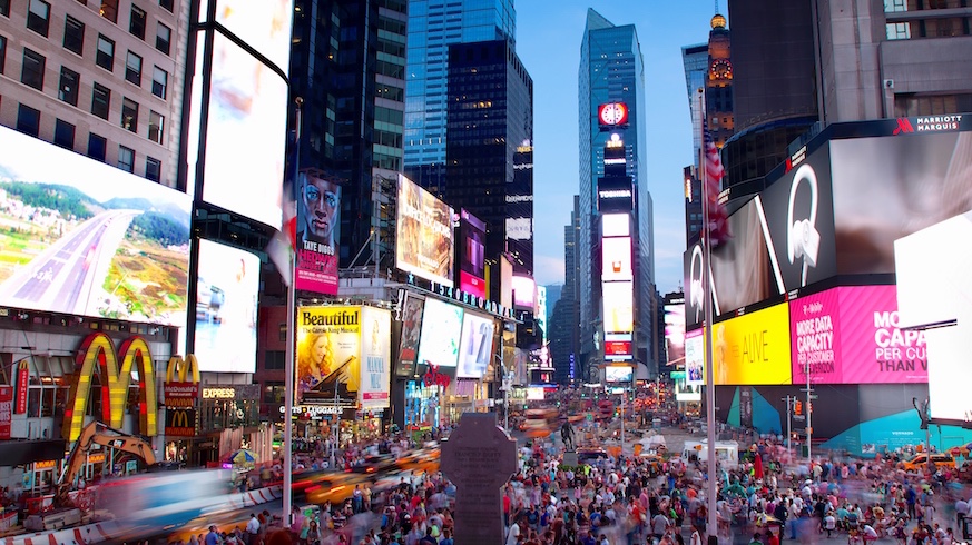 Somewhere in all that craziness, they're going to put a holiday market in Times Square. Credit: Getty Images