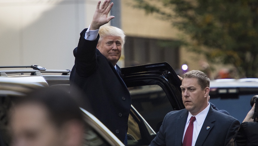 President Donald Trump waves after voting in the 2016 presidential election. Trump case his vote in a Midtown Manhattan public school, and of course, ended up winning the office. Photo: Getty Images