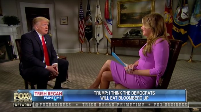 ‘I don’t think he’ll do well. He may do it, or he may not, but I don’t think he’ll do well,’ President Trump told Trish Regan of Fox Business about Michael Bloomberg’s rumored run for president in the 2020 election. (Fox Business)