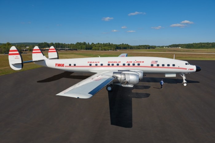 ‘Connie,’ a 1958 Lockheed Constellation airplane, will serve as a unique cocktail lounge and event space for the forthcoming TWA Hotel.