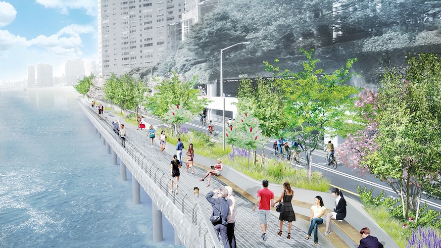 The esplanade will run from East 61st Street to 53rd Street.